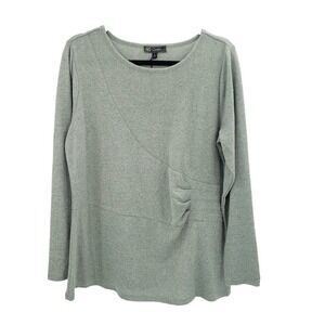 Diane Gilman DG2 Green Speckled Sweater Womens Size Large Cinched Side NeW